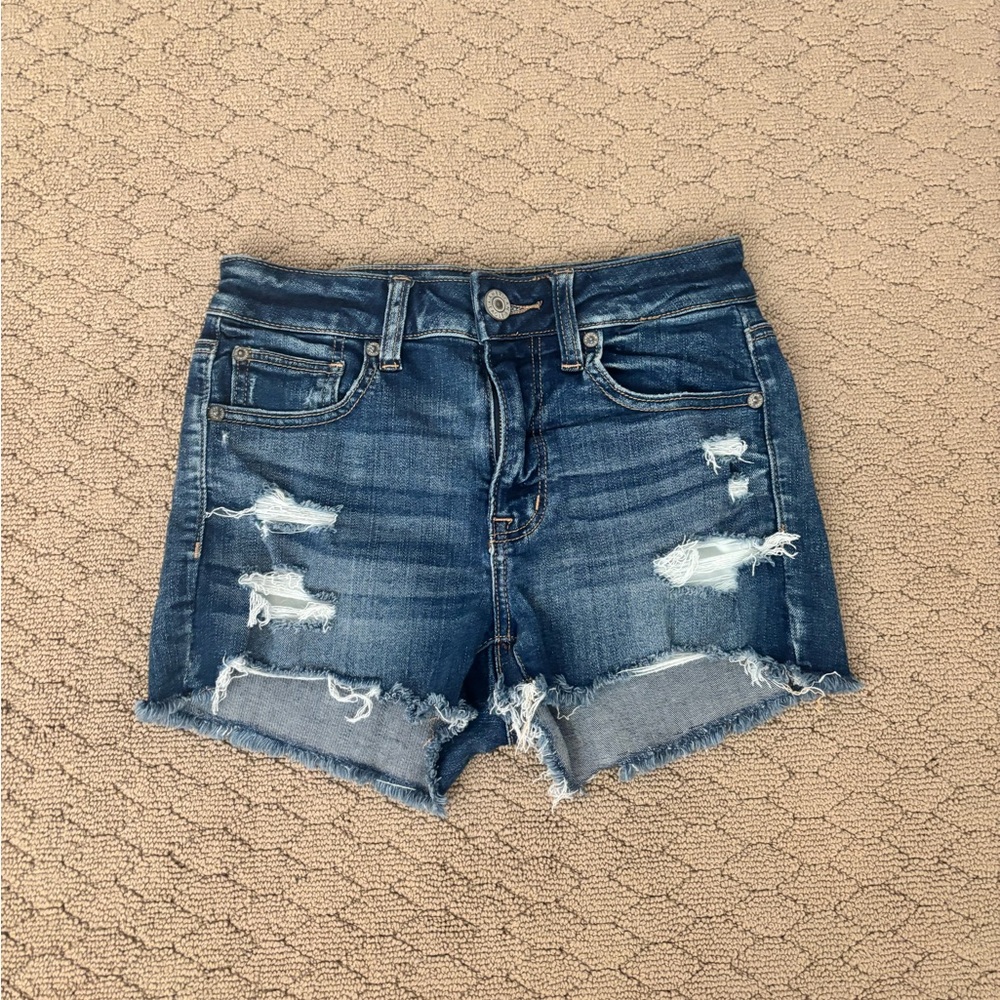 American Eagle Outfitters Blue Jean Shorts Distressed Style